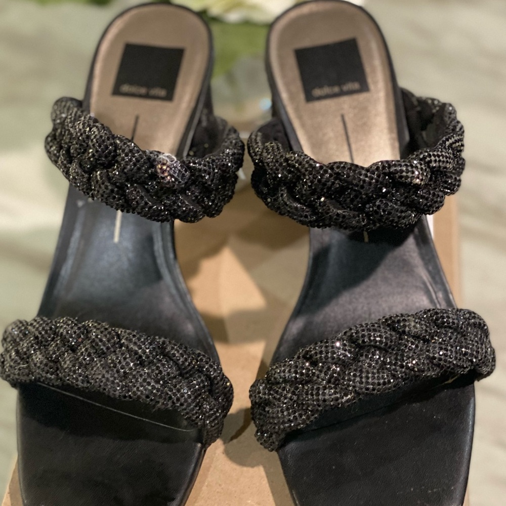 Dolce vita black rhinestone sandals